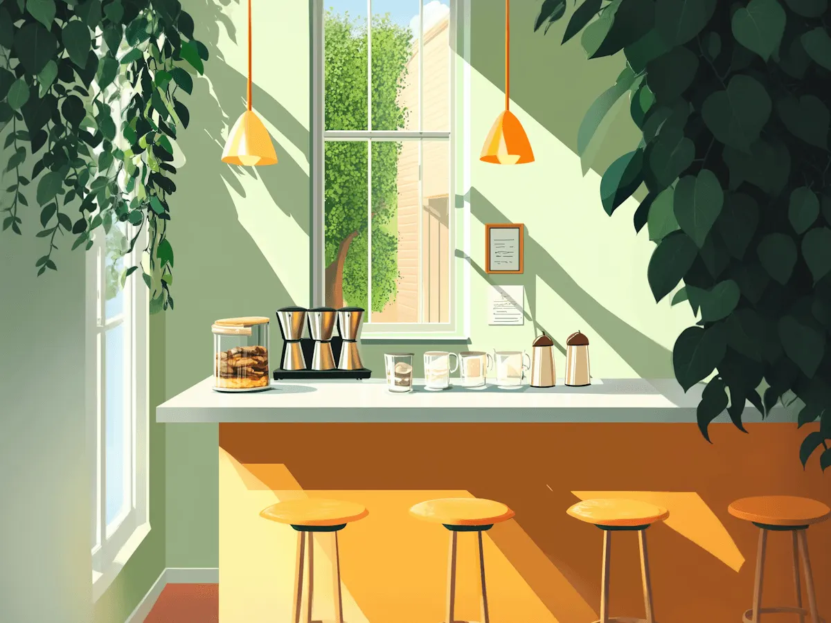 Serene Sunlit Kitchen Scene